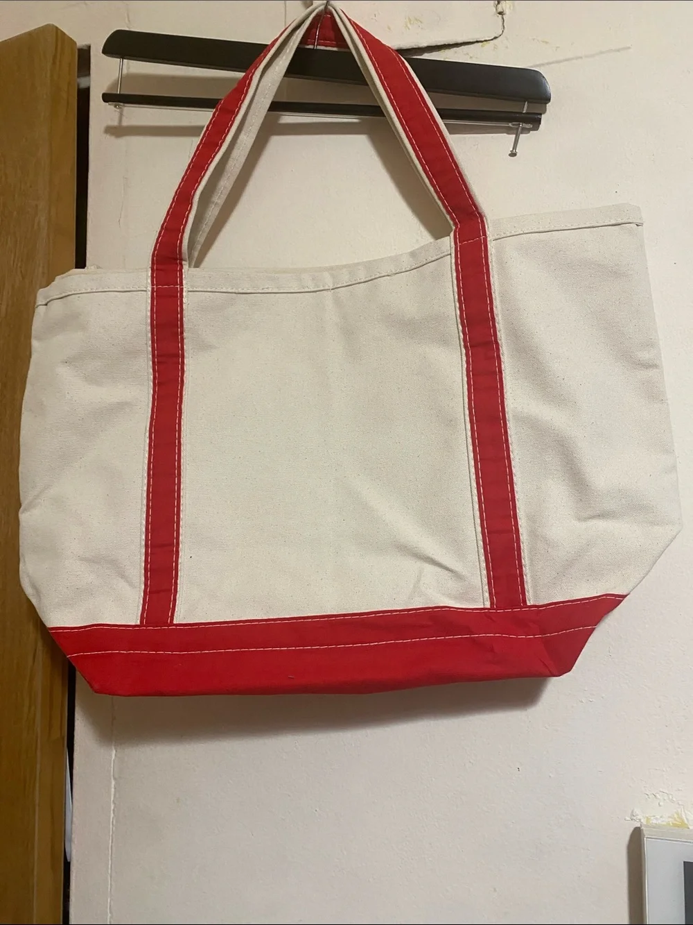 Canvas Tote Bag in Cream and Red unisex open to Offers New